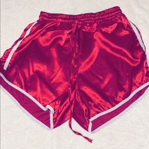 Silk textured burgundy shorts‼️